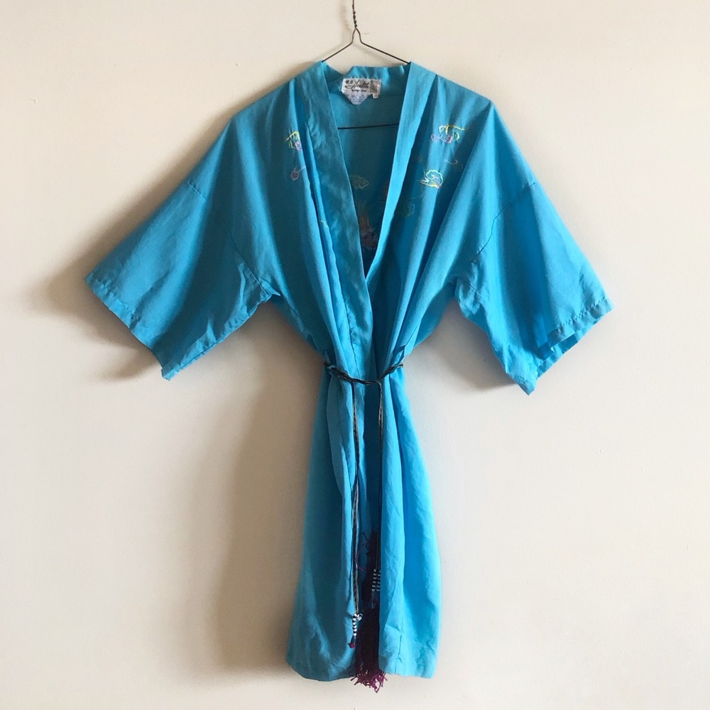 Vintage Health Embroidered Yellow Oriental Embroidered Dragon Robe